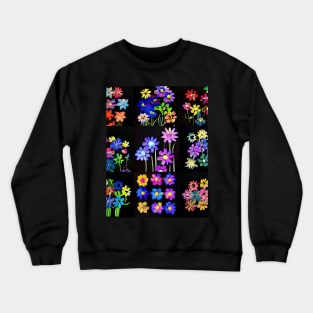 Rainbow Flowers - Black Style Crewneck Sweatshirt